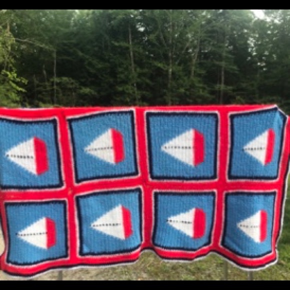 Sailboat Knitted Blanket Afghan | SOLD - Picture 2 of 8